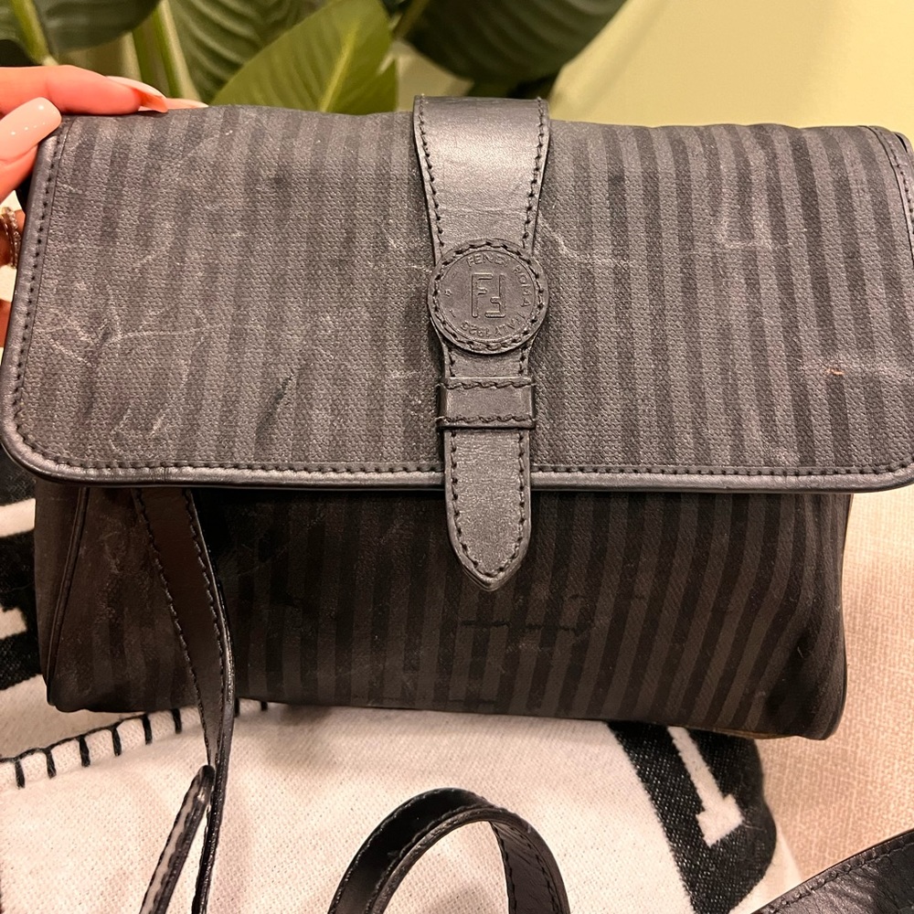 Vintage fendi black bag with gold